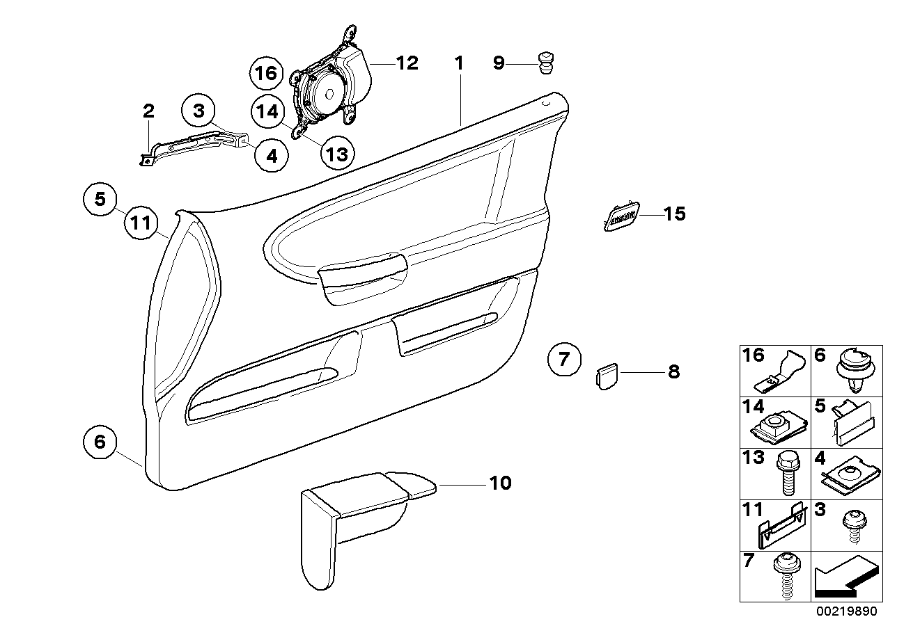 Genuine BMW 51418165425 E36 Door Trim Panel, Front Left 0483 SILBERGRAU (Inc. 318is, 320i & 325is)