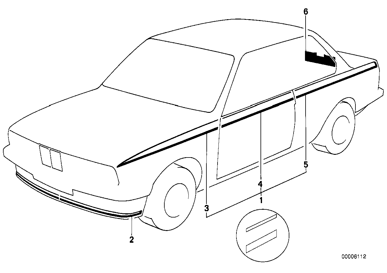 Genuine BMW 51141866647 E24 Ornamental Strips, Black Front Left (Inc. M635CSi, 635CSi & 628CSi)