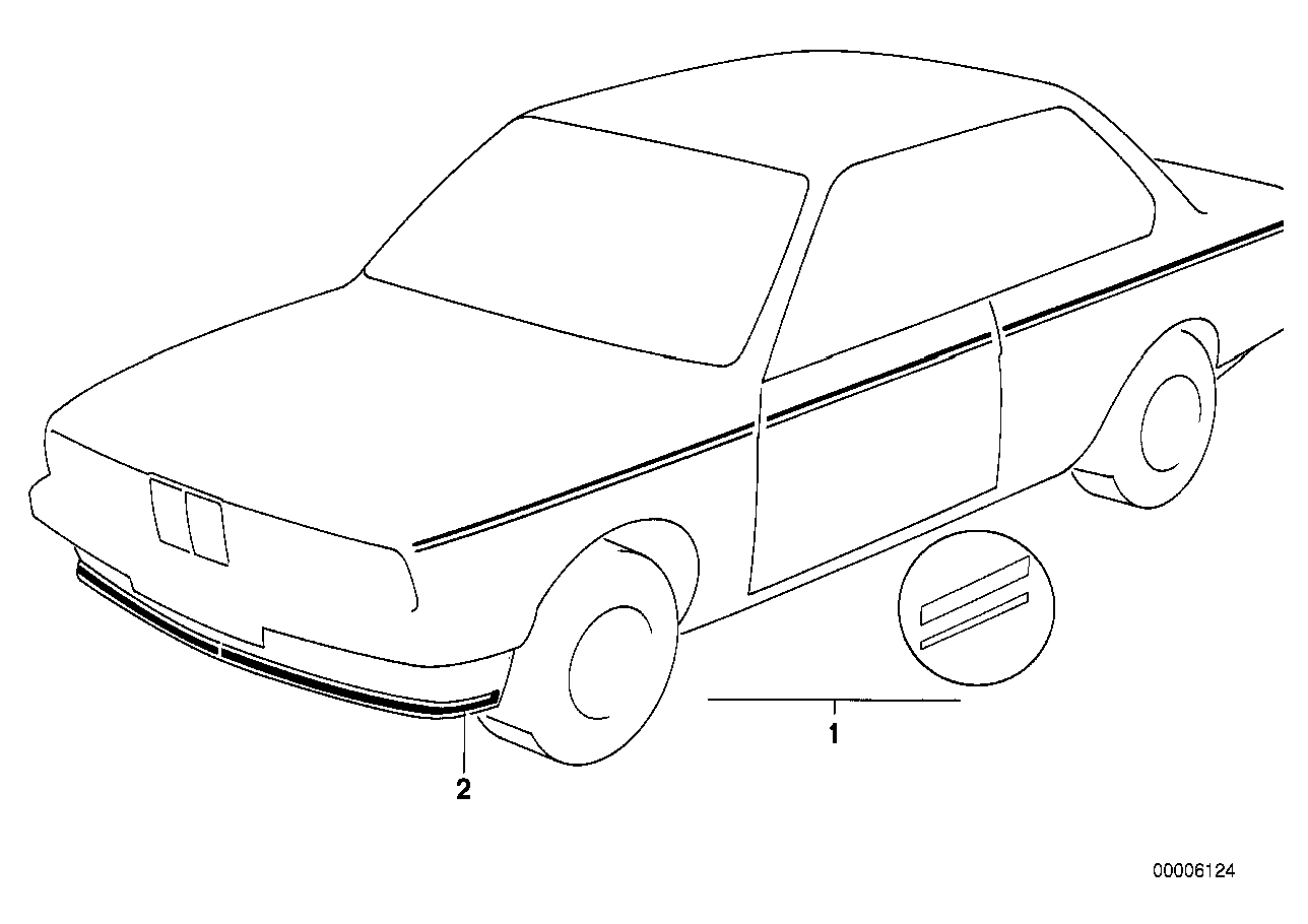 Genuine BMW 51141933378 E31 E24 E30 Ornamental Strips SCHWARZMET./SIL (Inc. 525e, 540i & 628CSi)