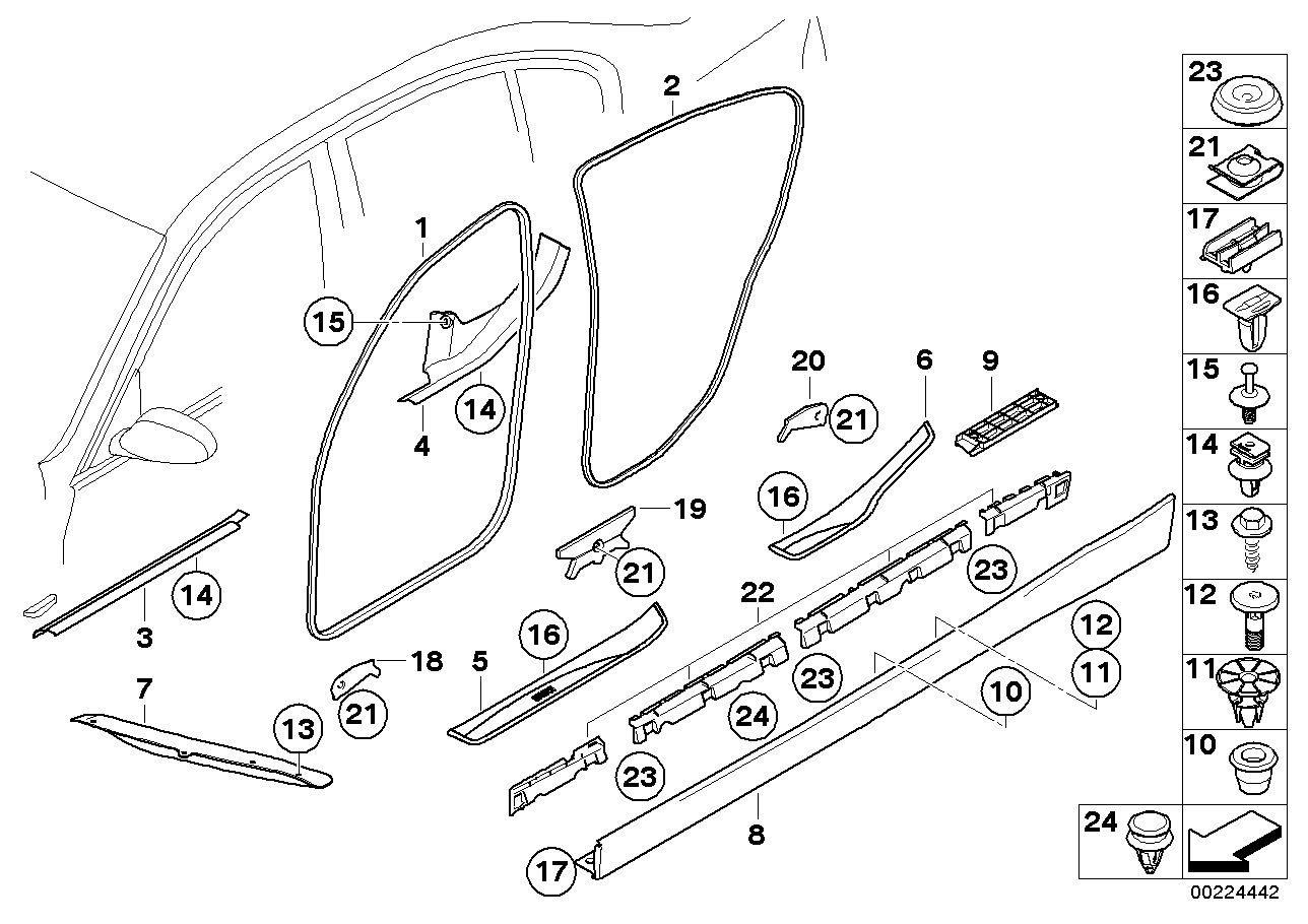 Genuine BMW 51477172297 E90 E91 Rear Left Entrance Cover (Inc. 330xi, 330xd & 320i)