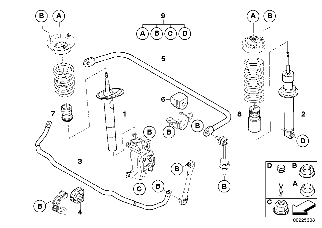 Genuine BMW 31356764111 E61 E64 Stabilizer, Front D=25mm (Inc. 645Ci, 540i & 528i)