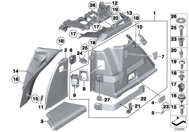 Genuine BMW 51479195959 Panel Wheel Housing Part.Trunk Left VENETOBEIGE (Inc. 520d, 550iX 4.0 & 550iX 4.4)