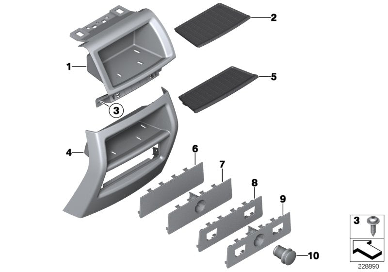 Genuine BMW 51169204245 F25 F26 Oddments Tray Centre Console, Rear SCHWARZ (Inc. X3 28i & X4)