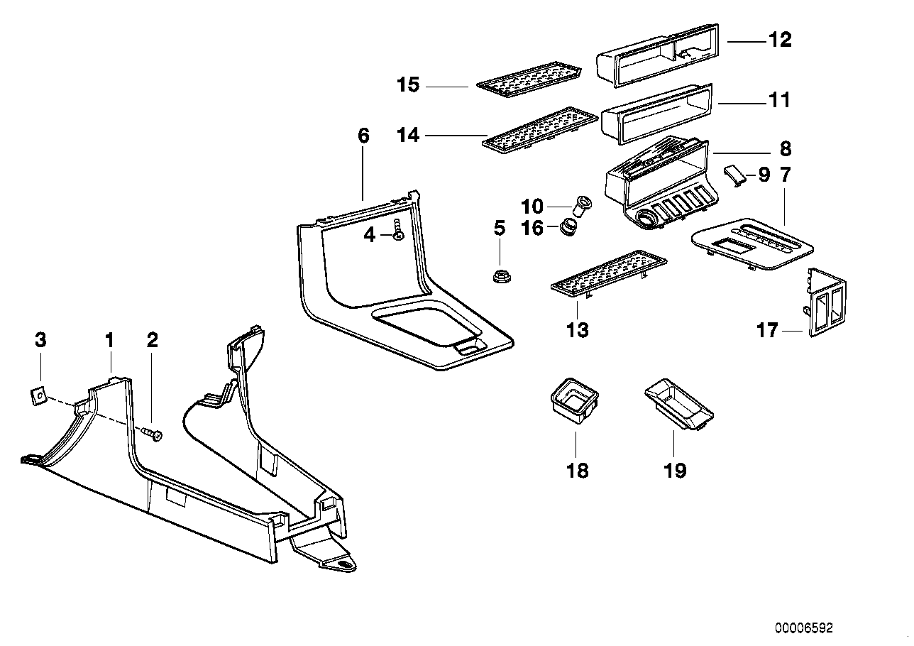 Genuine BMW 51168167410 E36 Storing Partition SCHWARZ (Inc. 328i, 320i & 325i)