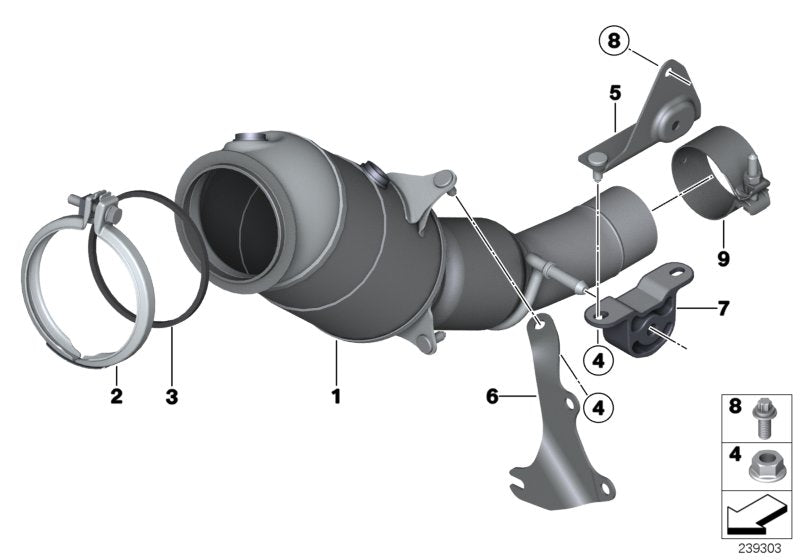 Genuine BMW 18207612006 F15 E84 Holder Catalytic Converter Near Engine (Inc. X3 28iX, X1 20iX & 528i)
