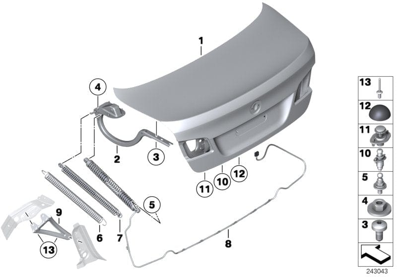 Genuine BMW 51247395173 Return Spring, Trunk Lid, Right (Inc. 520dX, 550iX & 518d)