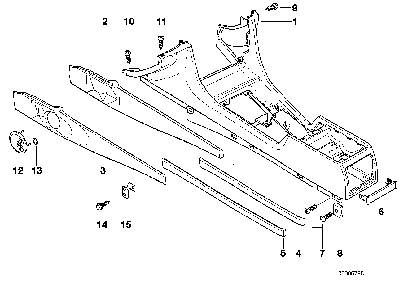 Genuine BMW 51168235486 E38 Front Right Center Console Trim Panel GRAU (Inc. 725tds, 730i & 735iL)