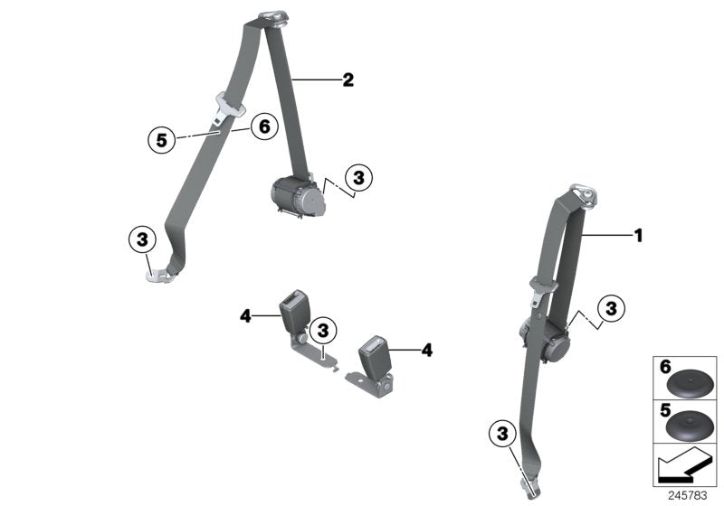 Genuine BMW 72117226442 Upper Belt Rear Right SCHWARZ (Inc. 650i, 640iX & 650iX)