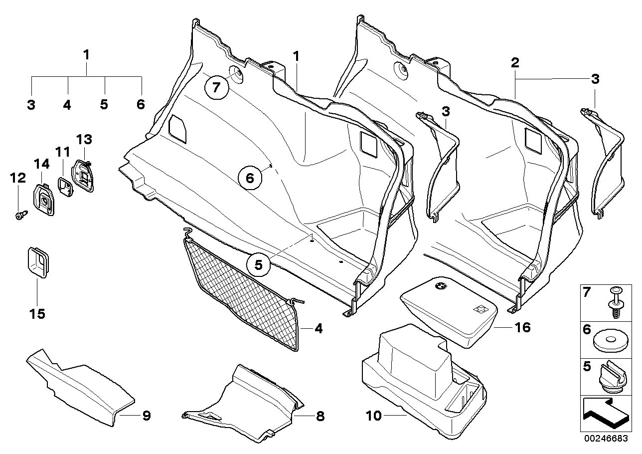 Genuine BMW 51477241232 E82 Right Trunk Trim (Inc. M Coupé, 128i & 135i)
