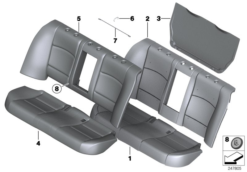 Genuine BMW 52207844853 Upholstery, Seat, Perforated Leather SCHWARZ (Inc. 520d ed, 550iX & 530i)