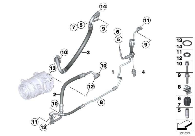Genuine BMW 64539382727 F25 F26 Pressure Hose Assy Compressor-Condenser R1234YF (Inc. X3)