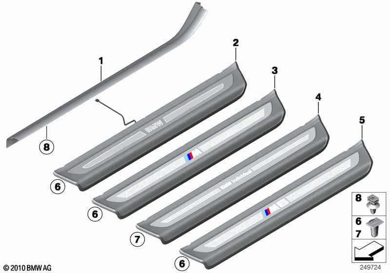 Genuine BMW 51477219894 Trim Cover For Door Sill, Lighted, Right BMW