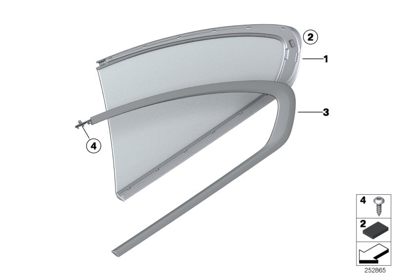 Genuine BMW 51357275794 Cover, Side Window, Right ALU SATINIERT (Inc. 650i, 650iX 4.4 & M6)