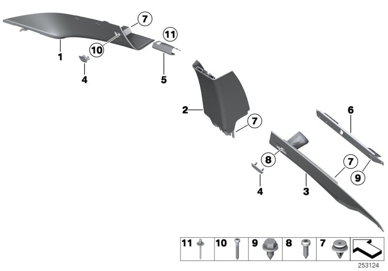 Genuine BMW 51437272164 Cover Column C Right EVERESTGRAU (Inc. 650iX, 650iX 4.0 & 640dX)