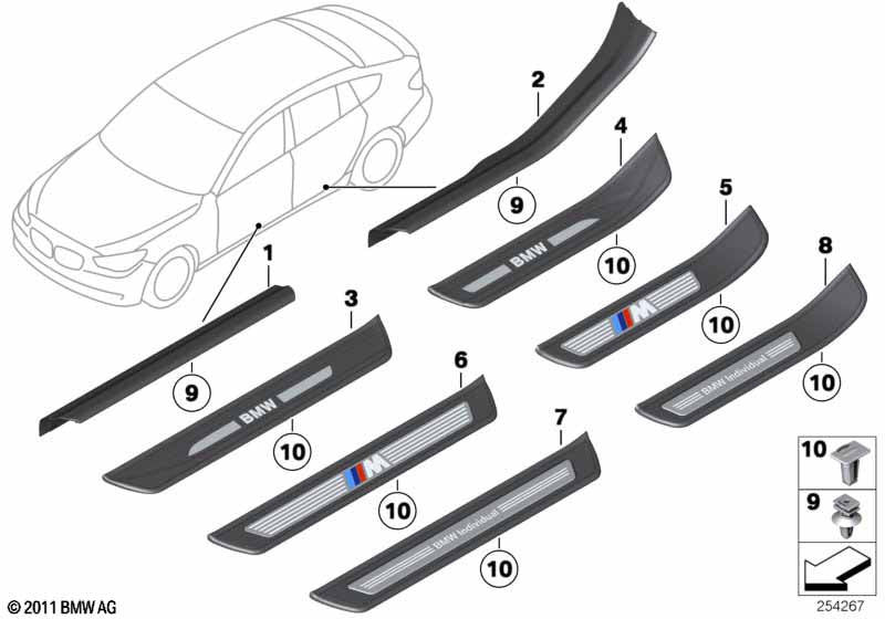 Genuine BMW 51479167361 Cover Molding, Sill, Inner Rear Left SCHWARZ