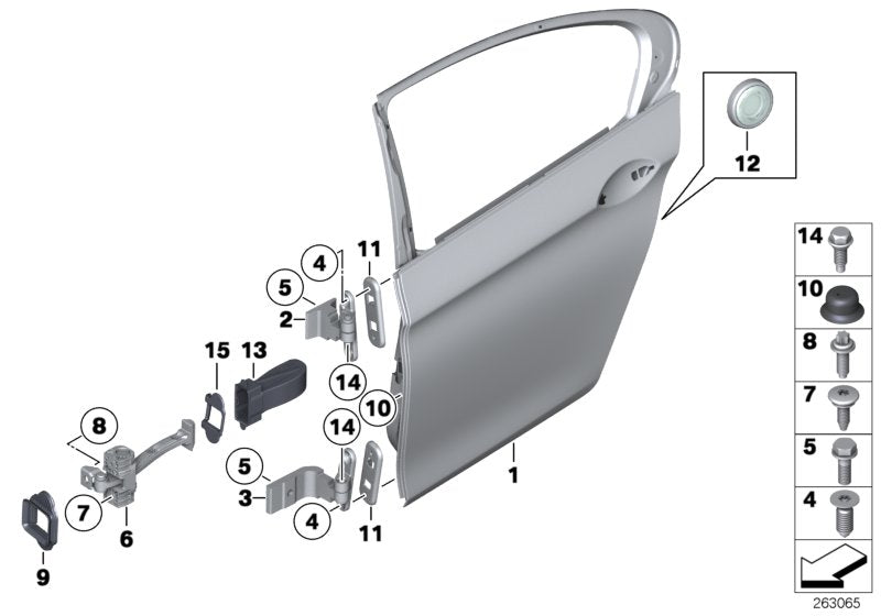Genuine BMW 41527259596 Right Upper Rear Door Hinge (Inc. 528iX, 523i & 640i)