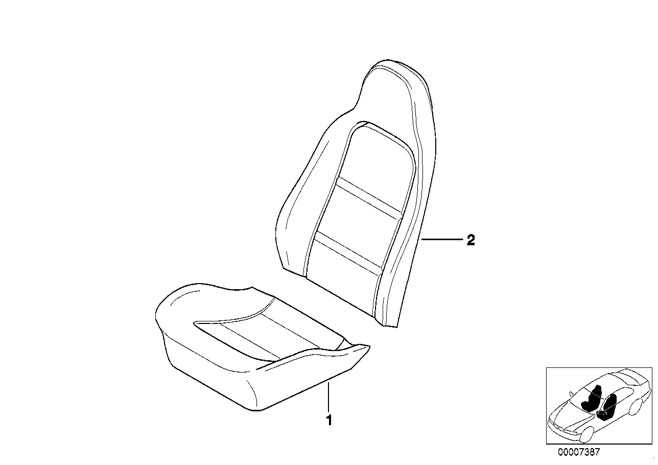 Genuine BMW 52108400639 E36 Left Backrest Upholstery Q2VI,Q3VI VIOLE (Inc. Z3 2.8, Z3 1.9 & Z3 1.8)