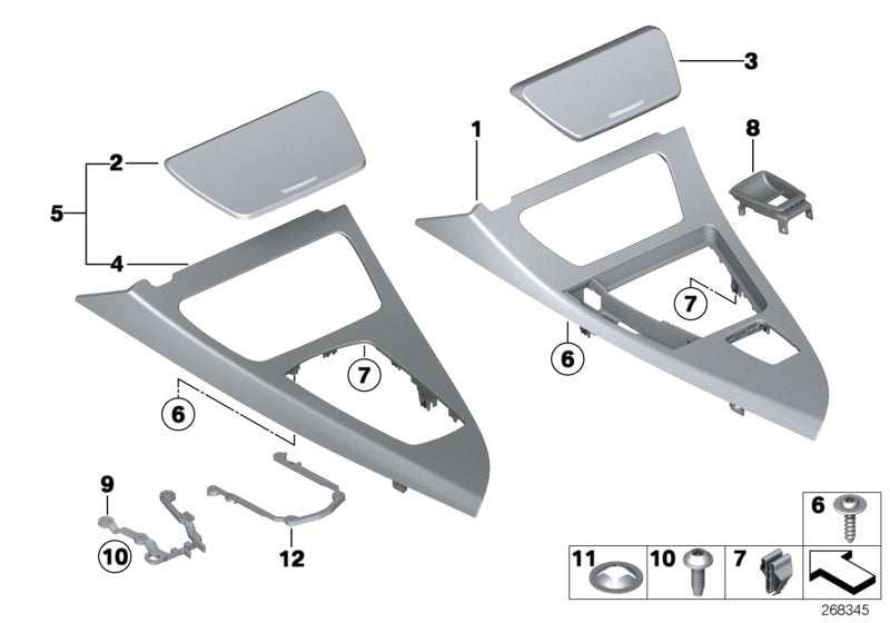 Genuine BMW 51169197164 Trim, Center Console, Alu, Brushed Left hand drive (Inc. 650i, 640iX & 650iX 4.4)