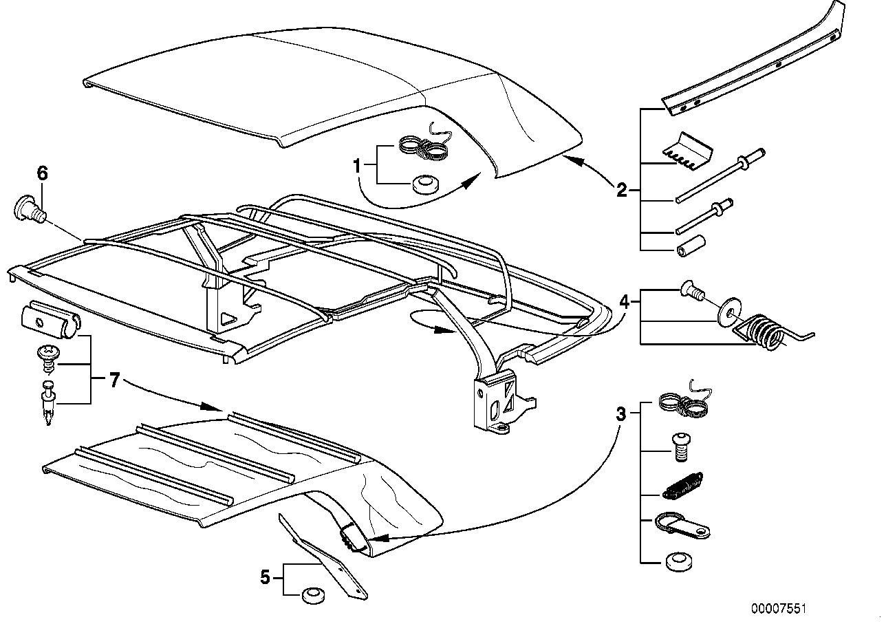 Genuine BMW 54318227354 E36 Rep.Kit F Internal Head Lining Fixing (Inc. 328i, 318i & 323i)