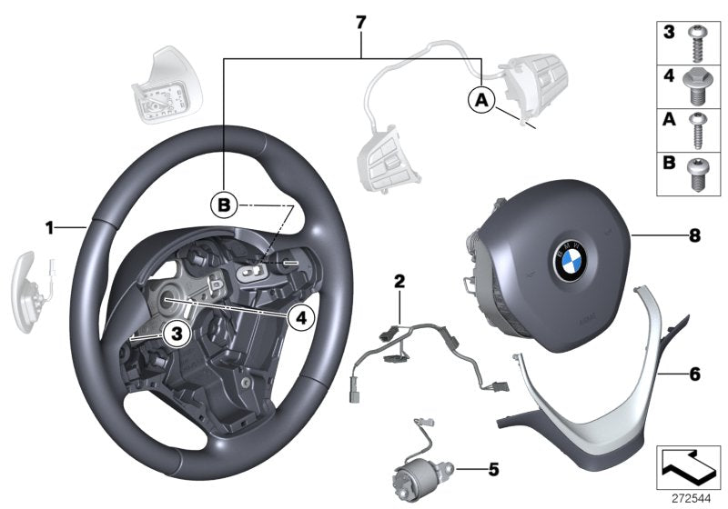 Genuine BMW 32306863351 F22 Sprt St. Wheel, Leather, Shift Paddles OYSTER DUNKEL (Inc. 425d, 320i & 420iX)