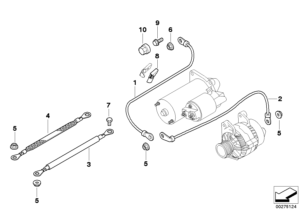 Genuine BMW 12427518610 E66 E65 E67 Earth Strap (Inc. 735i, Alpina B7 & 750i)