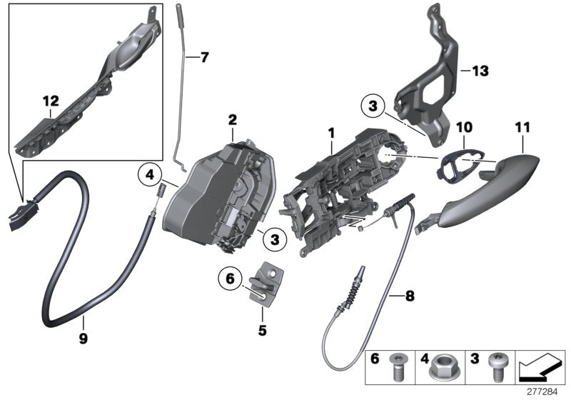 Genuine BMW 51427216656 Door Handle, Rear Right EVERESTGRAU (Inc. 530d 155kW, 535d & 550iX)