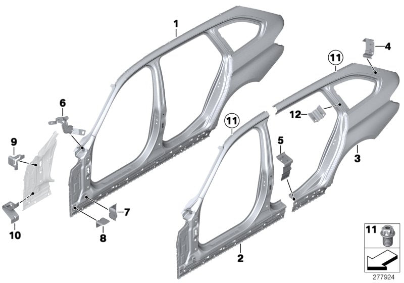 Genuine BMW 41217298198 Reinforcement Plate, D-Pillar, Right (Inc. 318dX, 318d & 328dX)