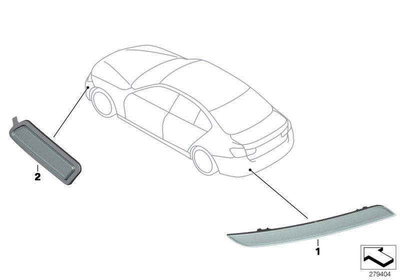 Genuine BMW 63147476842 Reflector, Rear Right BLACK LINE (Inc. 318dX, 320i ed & 330d)