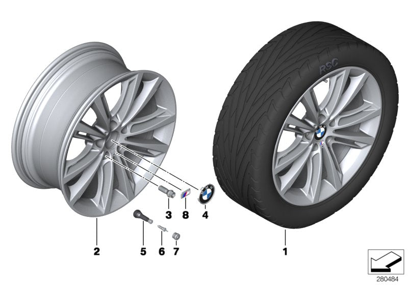 Genuine BMW 36116854560 Disk Wheel, Light-Alloy, Liquid Black 8 1/2JX20 ET:33 (Inc. 528iX, 650iX 4.4 & 535iX)