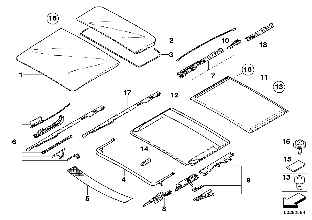 Genuine BMW 54108036475 E91 Supended Headliner, Front ANTHRAZIT (Inc. 316d, 320i & 335xi)