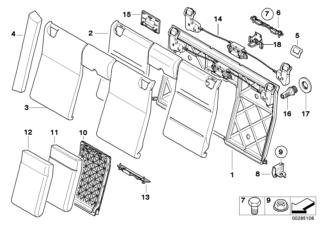 Genuine BMW 52209113046 E93 Release, Backrest Frame (Inc. 335is, 335i & 323i)