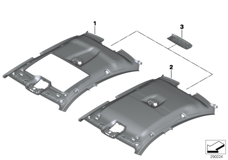 Genuine BMW 51448032801 Molded Headliner, Alcantara AMAROBRAUN (Inc. 650iX, Alpina B6 & 650iX 4.4)