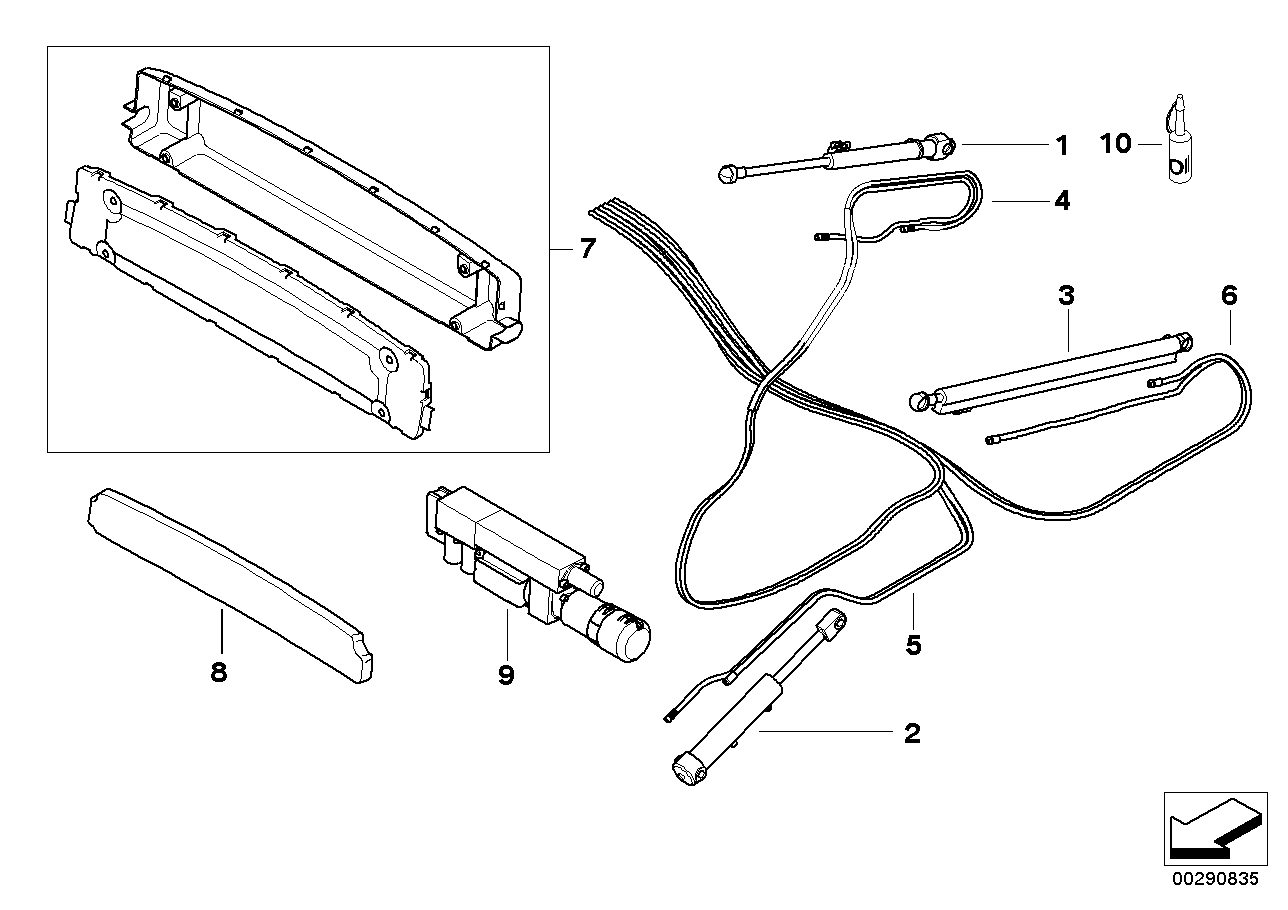 Genuine BMW 54347019809 E64 Hydraulic Cylinder, Tensioning Rod Left L31,L32 (Inc. 635d, 630i & M6)