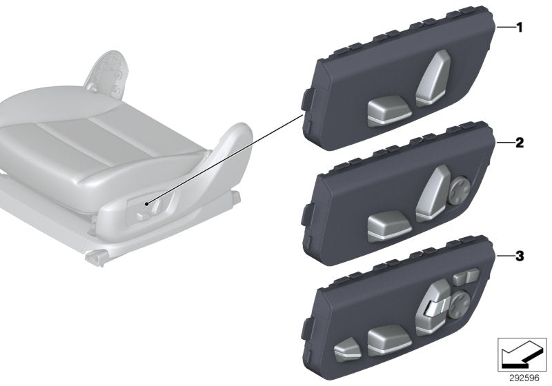 Genuine BMW 61319274889 Seat Adjustment Switch, Left (Inc. Alpina B7, Hybrid 7 & 750iX)