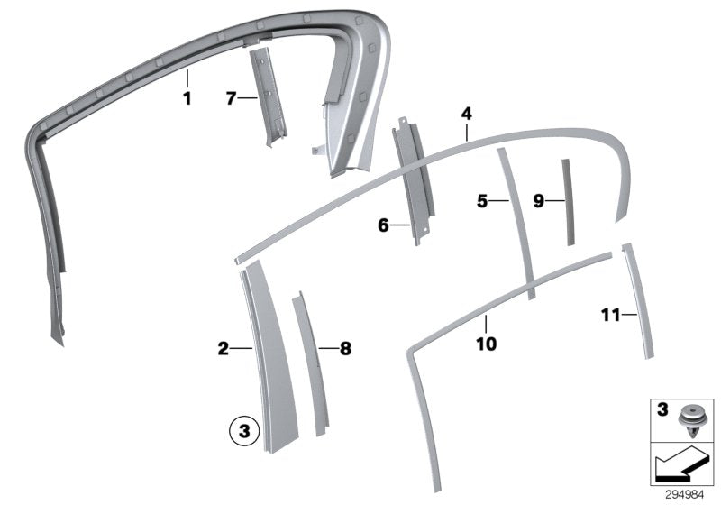 Genuine BMW 51357240004 Cover For Window Guide, Right (Inc. 750LiS & 760LiS)