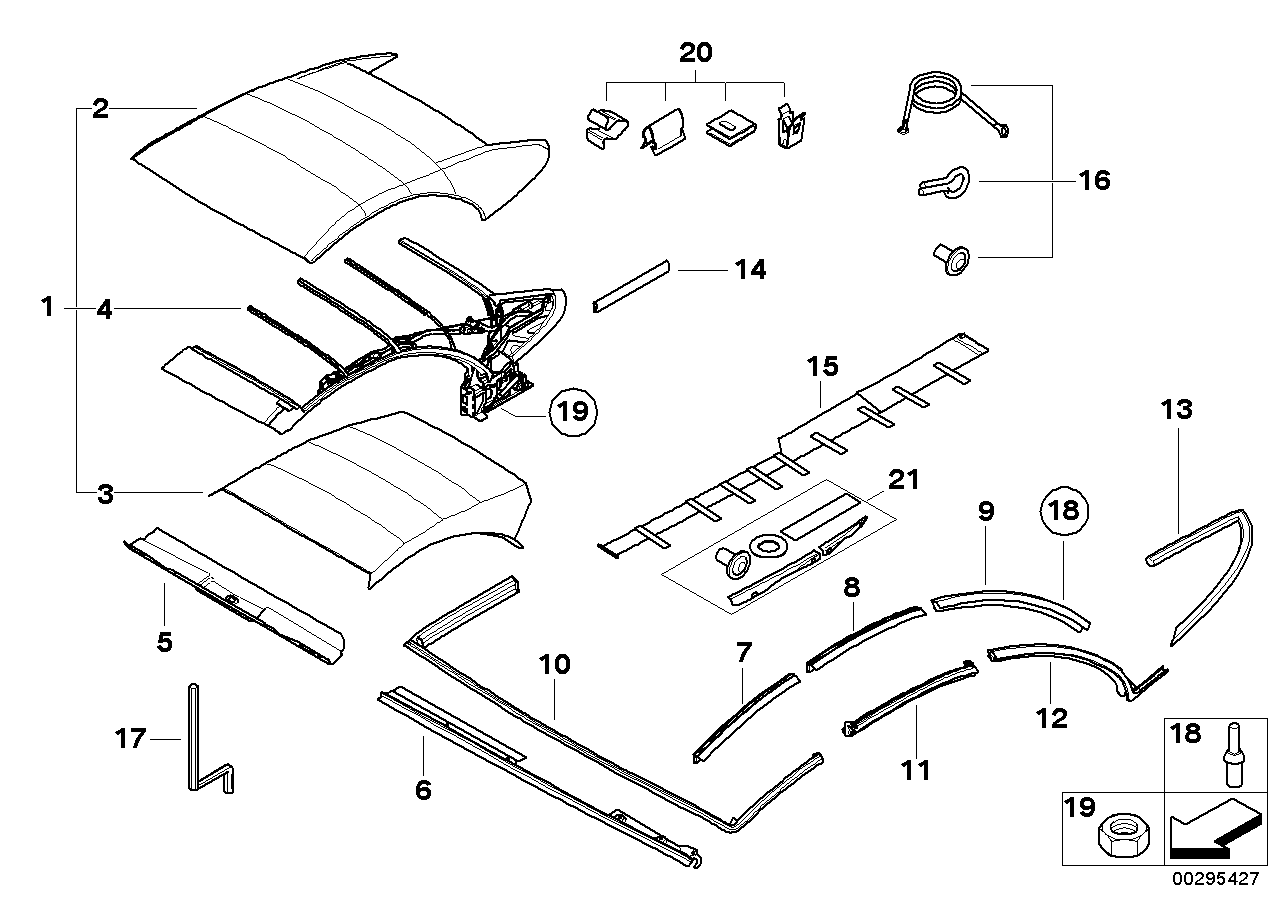 Genuine BMW 54347152555 E64 Set Of Fittings, Folding Top (Inc. 645Ci, 630i & M6)