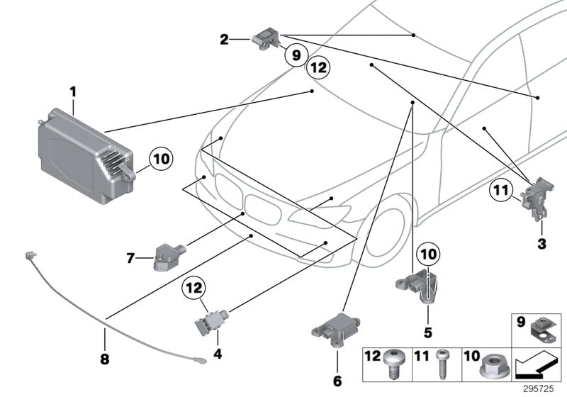 Genuine BMW 65779159313 RR4 Central Sensor HIGH (Inc. 750Li, 550iX & 740Li)