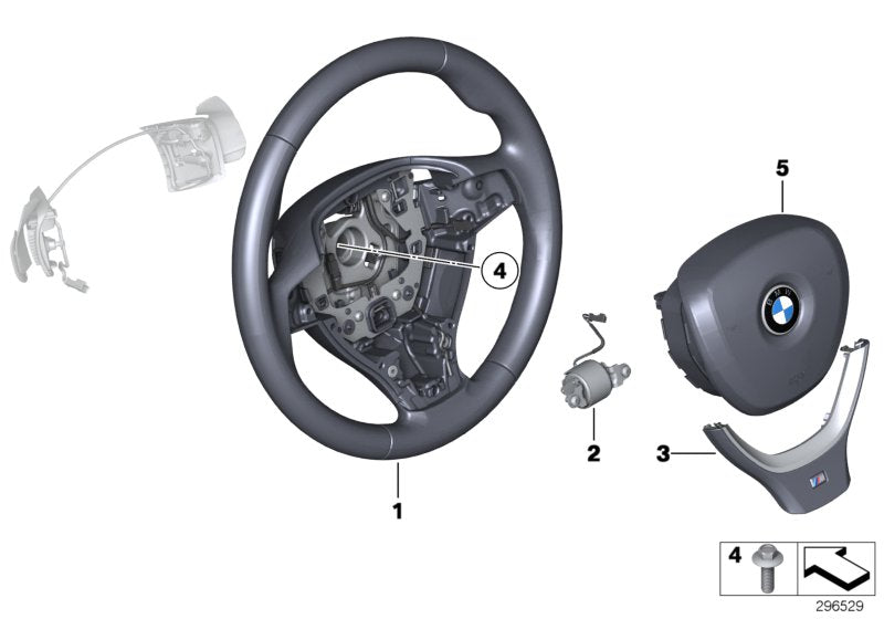 Genuine BMW 32337844105 Sprt St. Wheel, Leather, Shift Paddles (Inc. 760i, 750Li & 640dX)