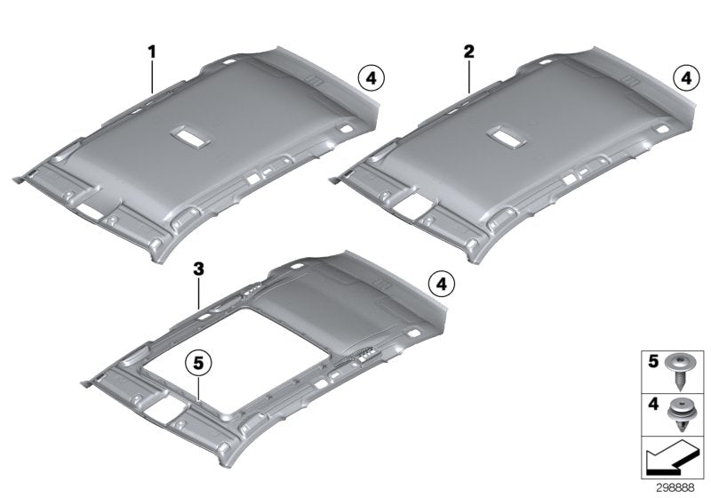 Genuine BMW 51447323045 Molded Roof Lining F Panoramic Roof OYSTER (Inc. 318dX, 340i & 330i)
