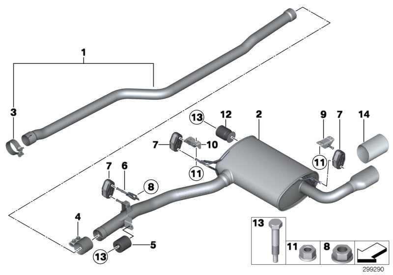 Genuine BMW 18307620945 F25 F26 Rear Silencer Bracket (Inc. X3 & X4 20iX)
