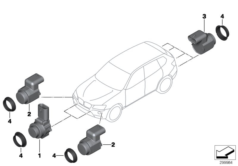 Genuine BMW 66209142216 E83 Ultrasonic Sensor, Montego Blue WA51 (Inc. X3)