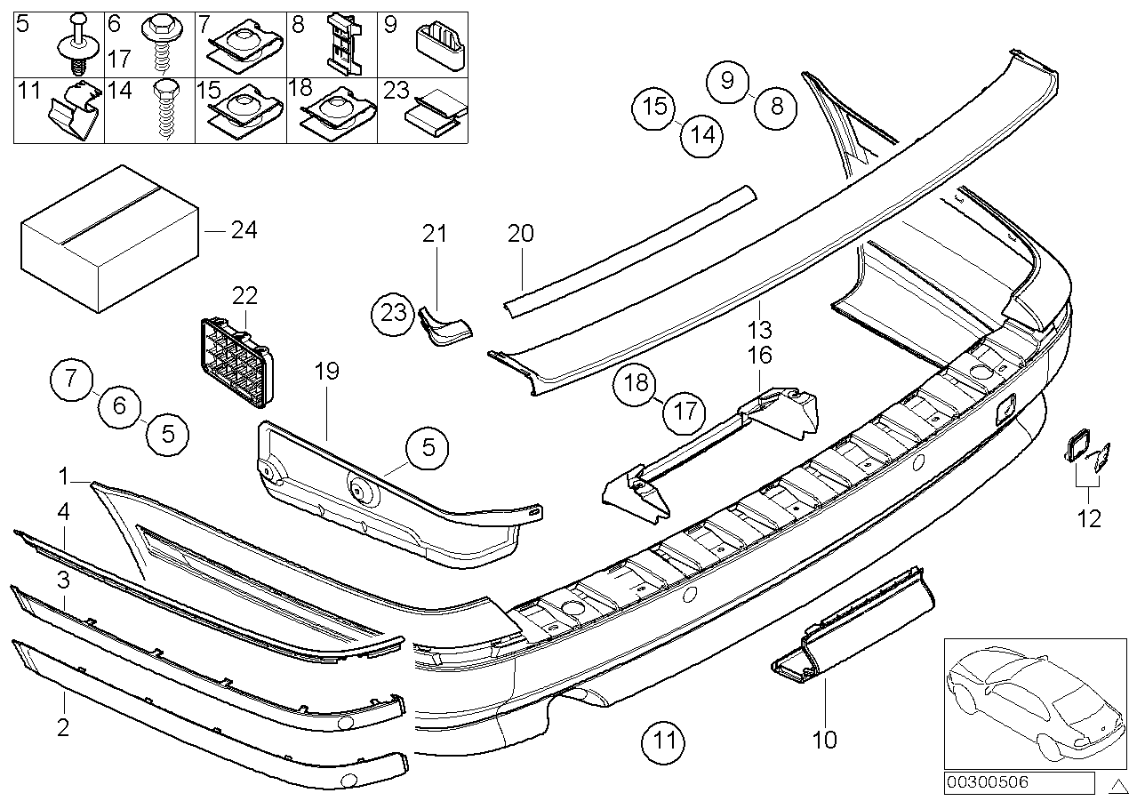 Genuine BMW 51128221225 E39 Bumper Trim Panel, Primed, Rear (Inc. 525i, 523i & 530i)