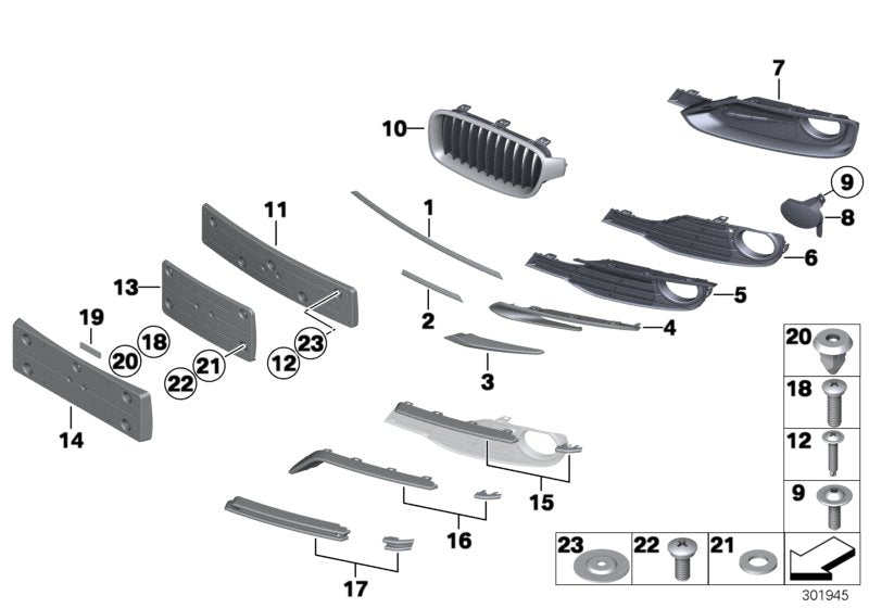 Genuine BMW 51117255367 Open Grid, Left (Inc. 335i, 330dX & 330d)