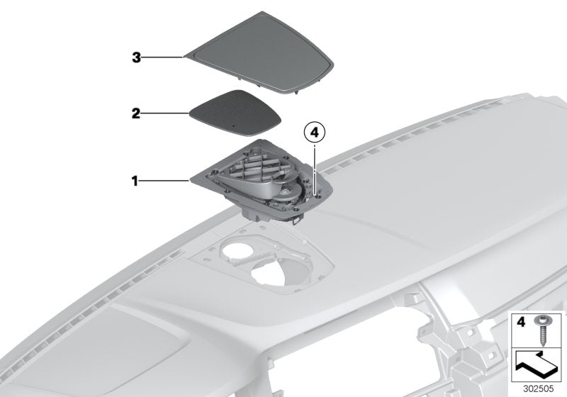 Genuine BMW 65139264707 Cover, Center Speaker SCHWARZ (Inc. 750i, 750LiX 4.4 & Alpina B7)