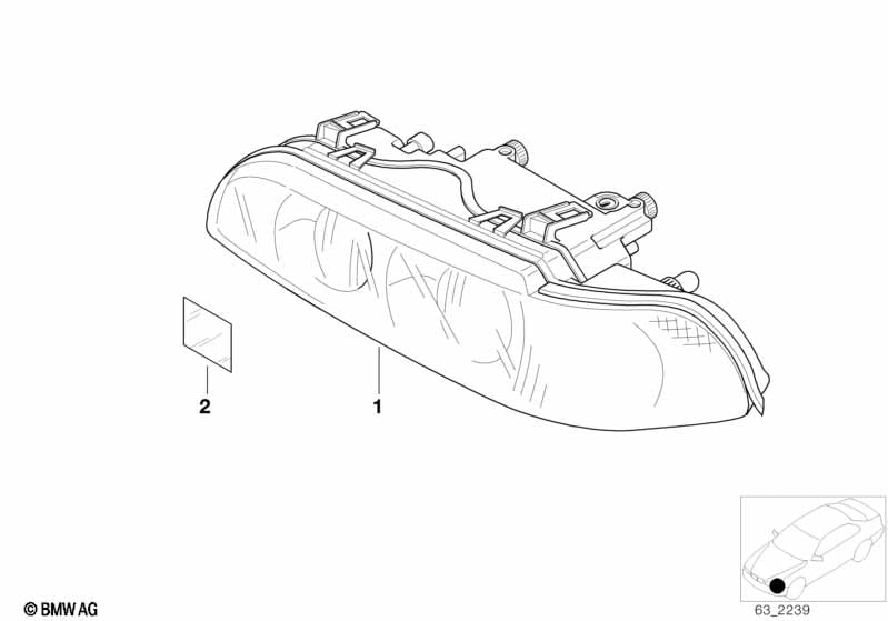 Genuine BMW 63128361940 Headlight Right