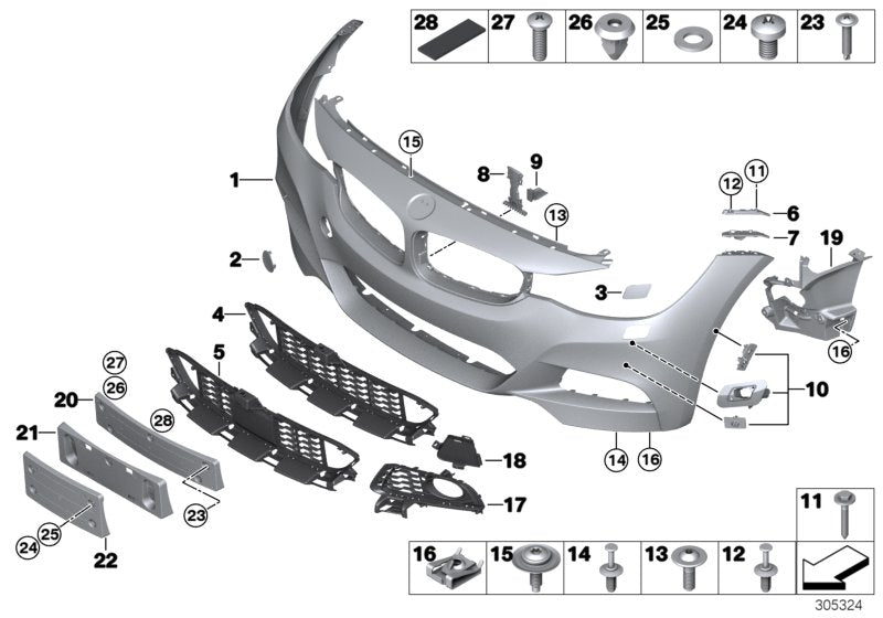 Genuine BMW 51118061641 TriCover, Bumper, Primed, Front US (Inc. 335iX, 328i & 330iX)