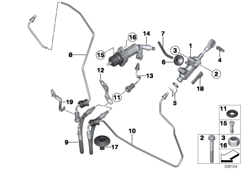 Genuine BMW 21526866311 F20 Bracket, Hose Assy (Inc. 420dX, 116d ed & 435iX)