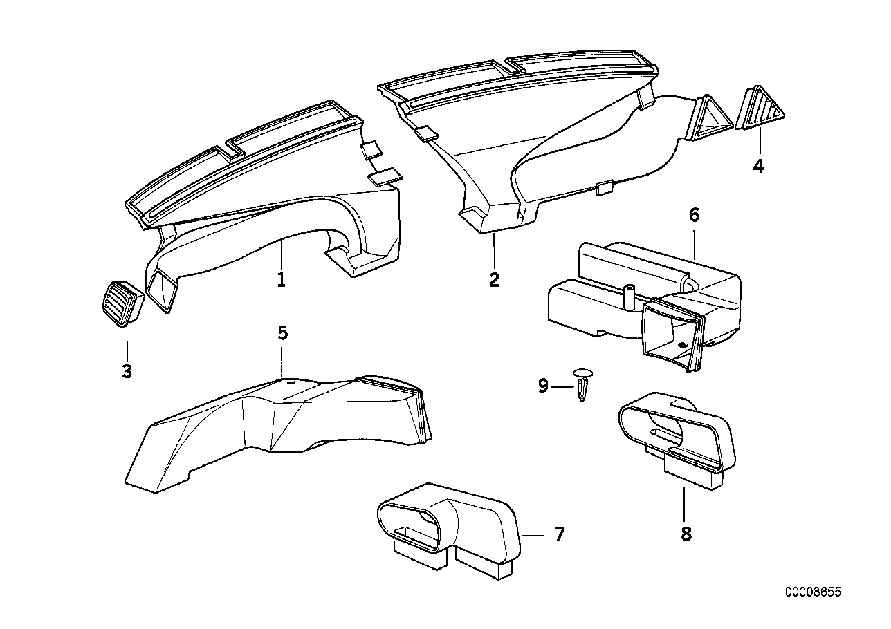 Genuine BMW 64228119165 E36 Heater Duct Left (Inc. 316i, 325i & 328i)