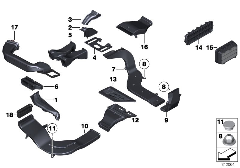 Genuine BMW 64229177839 Cover, Air Duct, Rear Compartment, Left VENETOBEIGE (Inc. 730Ld, 750Li & 760Li)