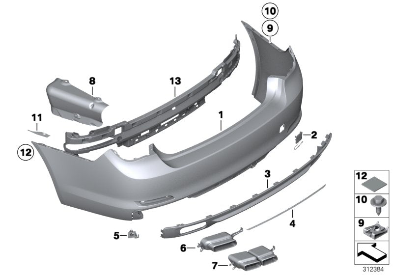 Genuine BMW 51127209926 Bumper Trim Panel, Primed, Rear PDC (Inc. 740i, 760Li & 730Li)